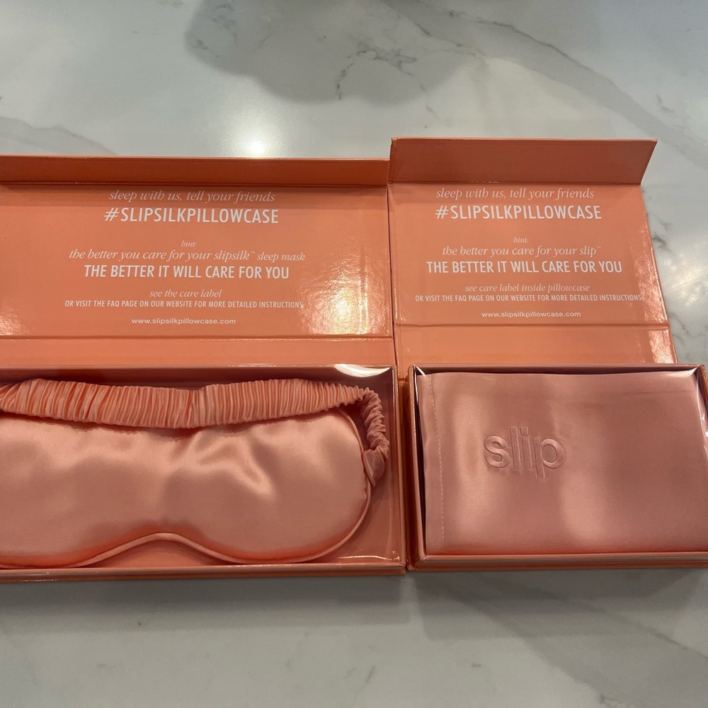 Slip pure silk sleep eye mask and queen pillowcase